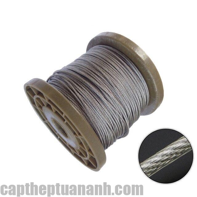 Cáp bọc nhựa phi 12 5Meters 3 4 5 6mm Diameter Steel PVC Coated Flexible Wire Rope Cable Transparent Stainless